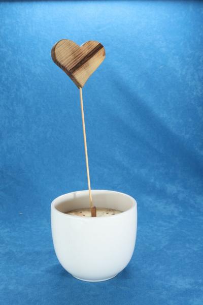 Blumentopf Stecker - Herz Nussbaum